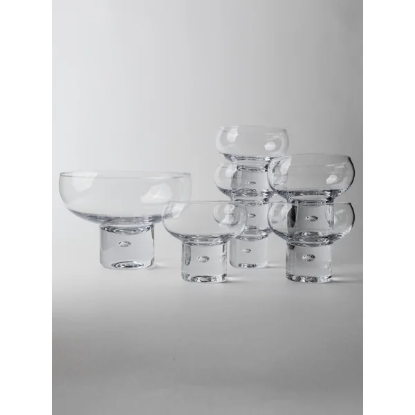 Set of 6 Glasses and 1 Bowl by Vicke Lindstrand, Italy 1960s