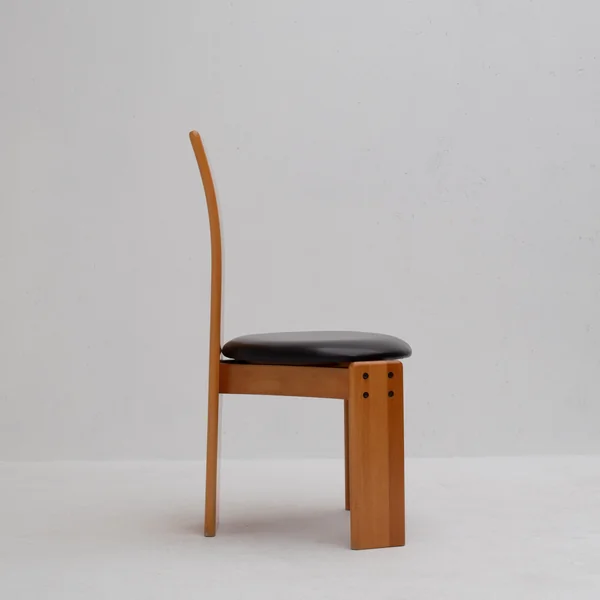 Set of Dining Chairs in Wood and Leather by Mario Marenco for Mobil Girgi