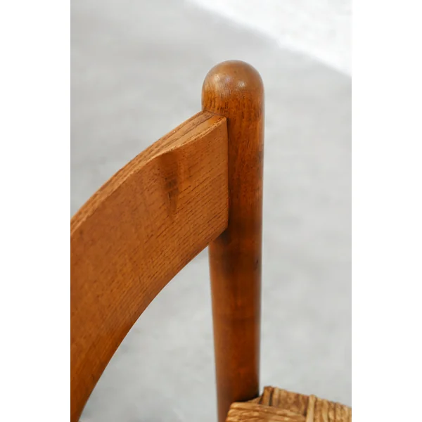 Set of Six French Oak Dining Chairs with Rush Seats, 1970's