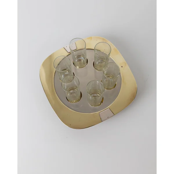 Set Shot Glasses and Tray - Mid Century Design 70s