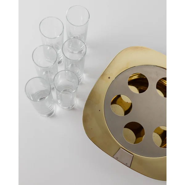 Set Shot Glasses and Tray - Mid Century Design 70s