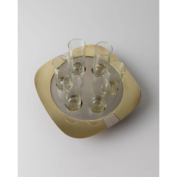 Set Shot Glasses and Tray - Mid Century Design 70s