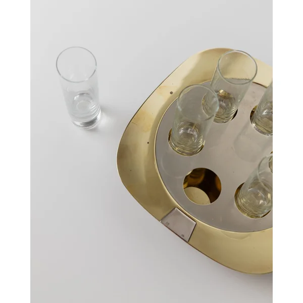 Set Shot Glasses and Tray - Mid Century Design 70s