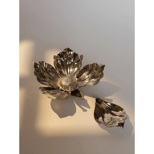 Silver-Plated Magnolia Flower Ashtray, Italy, c. 1960s