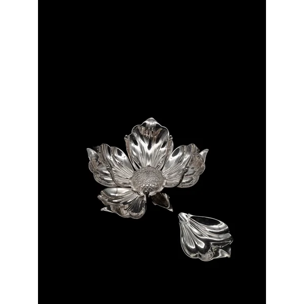 Silver-Plated Magnolia Flower Ashtray, Italy, c. 1960s