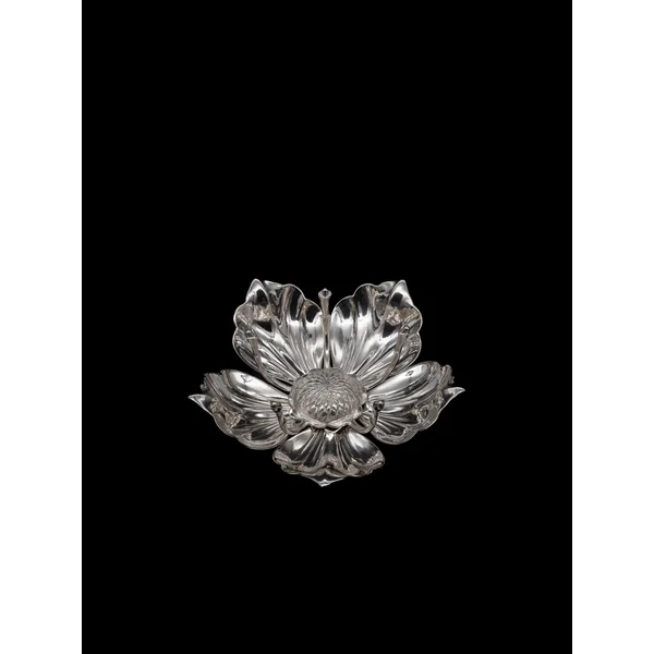 Silver-Plated Magnolia Flower Ashtray, Italy, c. 1960s