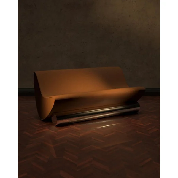 Sofa in Tobacco Velvet and Chrome - Vanguard