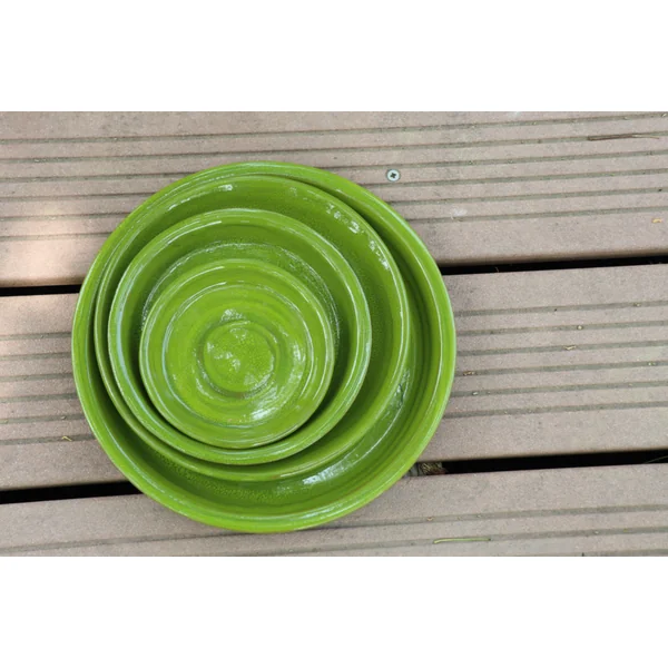 Soucoupe en terre cuite émaillée vert Forêt Les Poteries d’Albi - Ø 18 cm