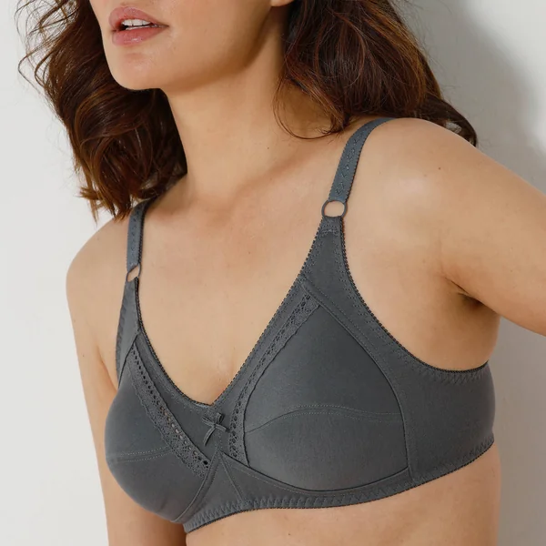 Soutien-gorge coton emboîtant sans armatures - lot de 2, aqua + gris