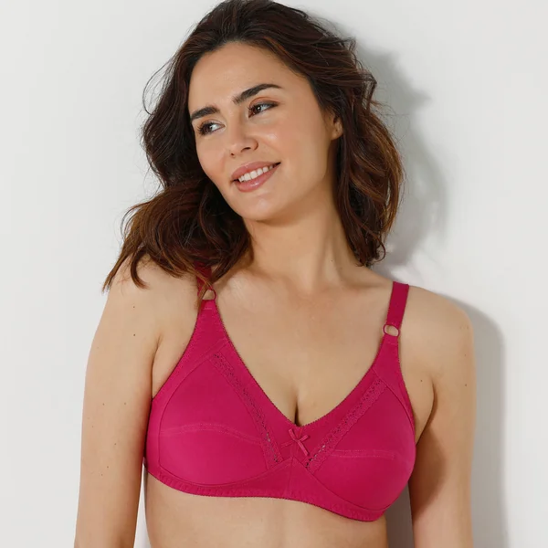 Soutien-gorge coton emboîtant sans armatures - lot de 2, prune + fuchsia