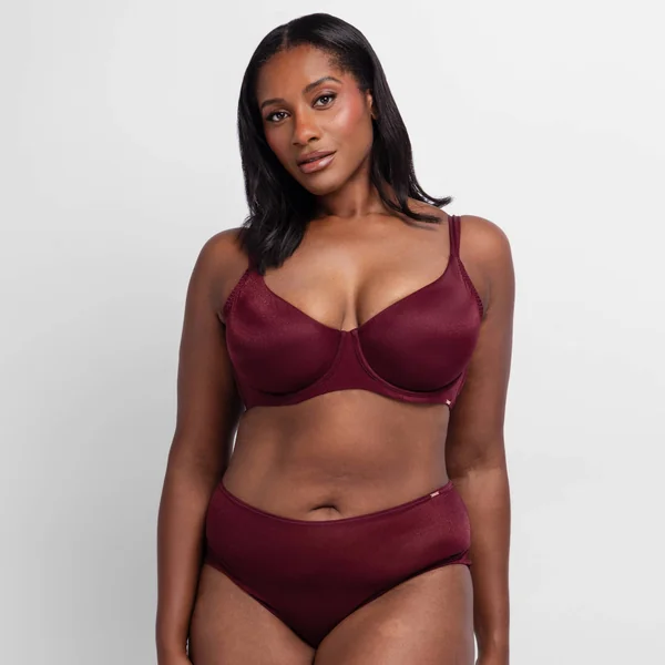 Soutien-gorge coton stretch Origins shimmers - avec armatures, prune
