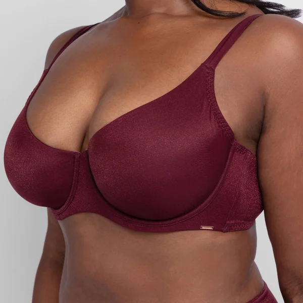 Soutien-gorge coton stretch Origins shimmers - avec armatures, prune