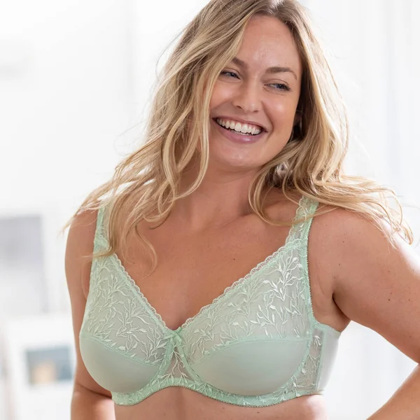 Soutien-gorge forme minimiseur avec armatures en microfibre et tulle brodé - lot de 2, gris + vert