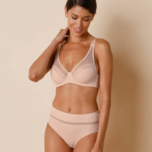 Soutien-gorge forme minimiseur en microfibre et tulle plumetis Paia avec armatures, poudre