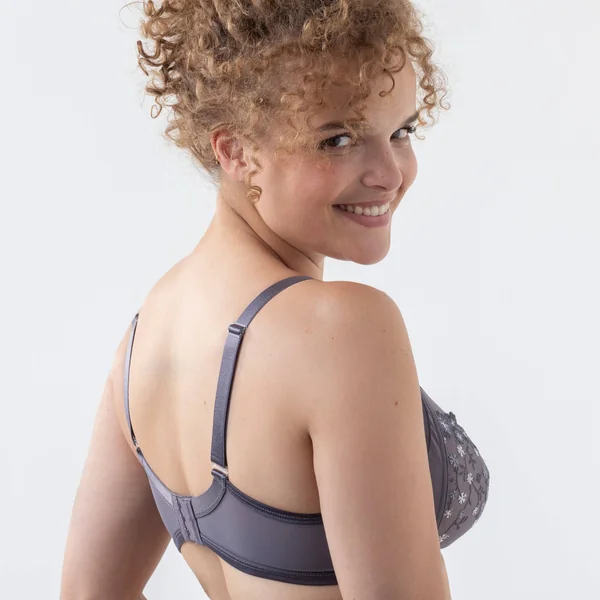 Soutien-gorge forme minimiseur en tulle brodé Oliena - avec armatures, gris