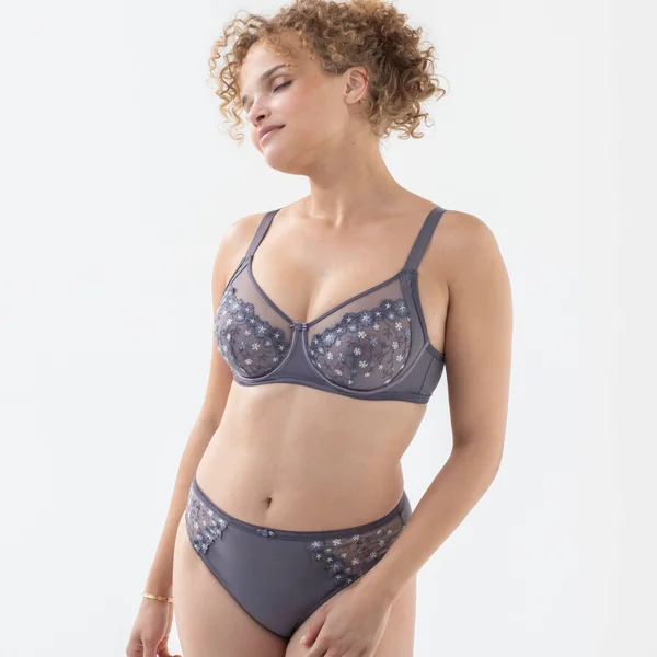 Soutien-gorge forme minimiseur en tulle brodé Oliena - avec armatures, gris