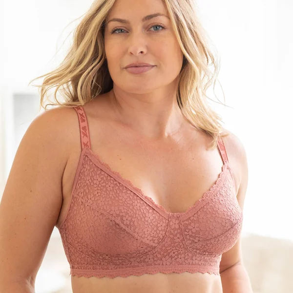 Soutien-gorge forme minimiseur sans armatures tout en dentelle - lot de 2 , gris + rose