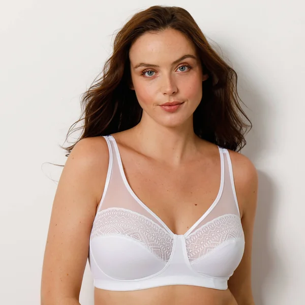 Soutien-gorge minimiseur microfibre et dentelle sans armatures - lot de 2, blanc