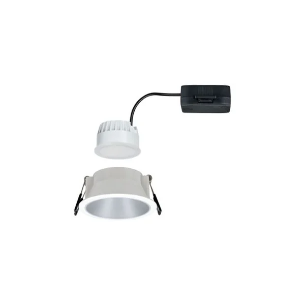 Spot encastrable Cole LED intégrée blanc chaud IP44 470lm Ø8cm argent finition blanche Paulmann