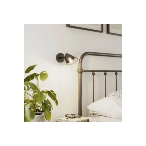 Spot patère E14 10W GoodHome Tsolma noir mat L.22 x H.9 cm