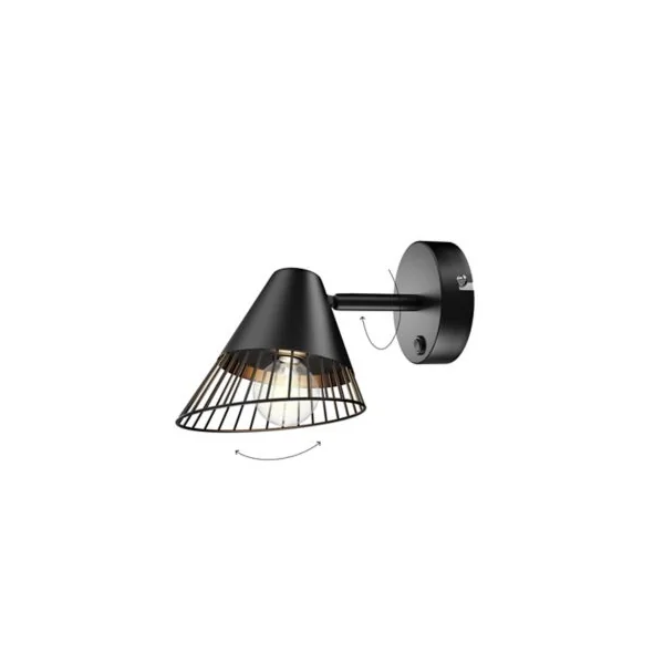 Spot patère E14 10W GoodHome Tsolma noir mat L.22 x H.9 cm