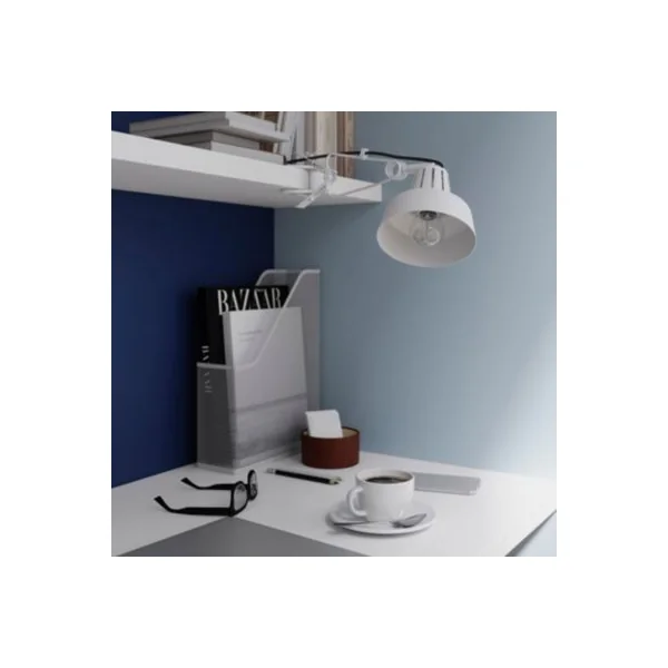 Spot pince E14 10W GoodHome Yarra blanc mat H.35 x Ø12,5 cm