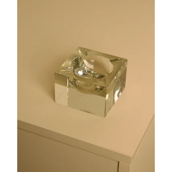 Square Italian Crystal Ashtray, 1960s