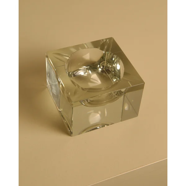Square Italian Crystal Ashtray, 1960s
