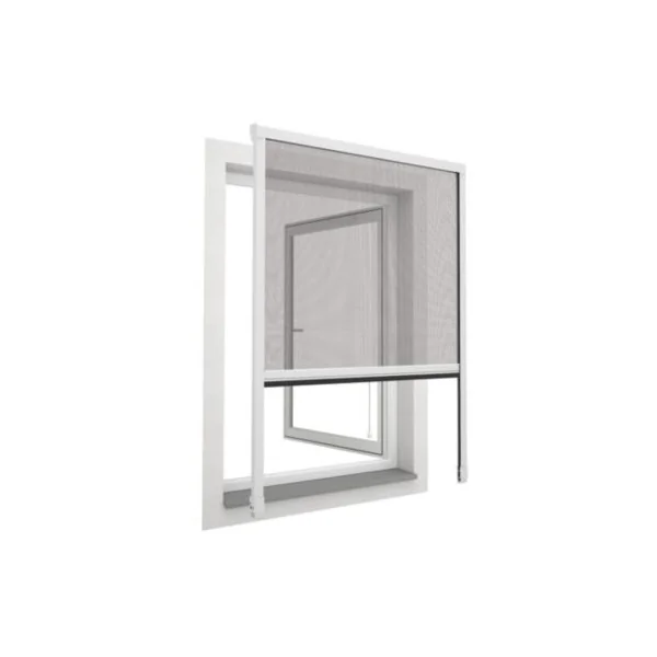 Store moustiquaire en aluminium blanc recoupable pour fenêtre l.125 x H.170 cm