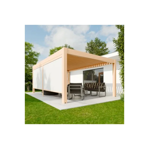 Store ZIP 568 x 225 cm pour pergola Vali 4 x 6 m coloris chêne clair et blanc