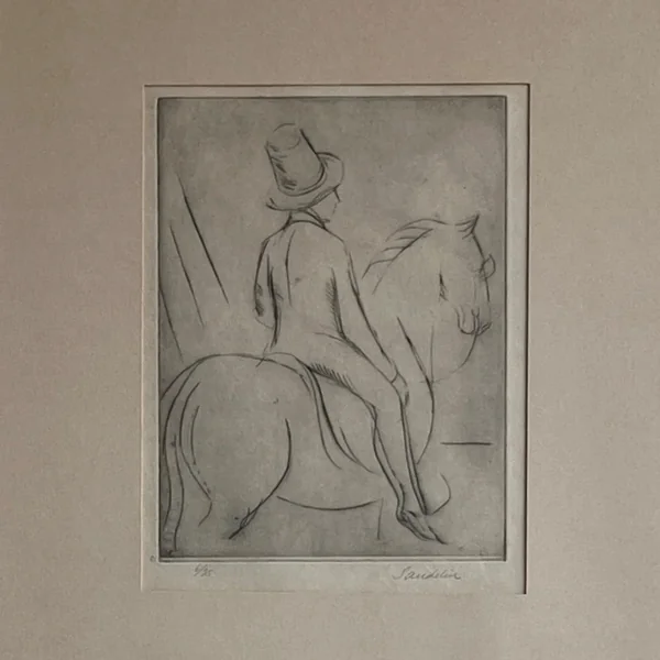 Swedish Etching "Rider" by Börje Sandelin (1926–1970)