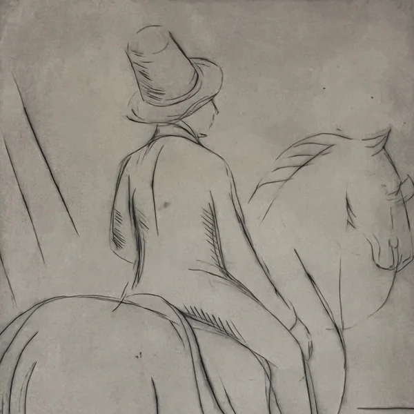 Swedish Etching "Rider" by Börje Sandelin (1926–1970)