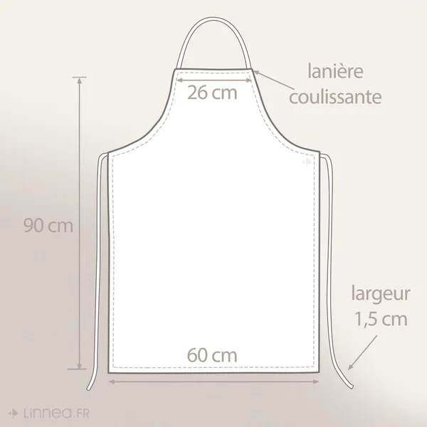 Tablier de cuisine 60x90 cm toile 100% coton LINE - Orange