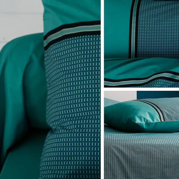 Taie de traversin 240x43 cm percale de coton GUSTAV vert Emeraude