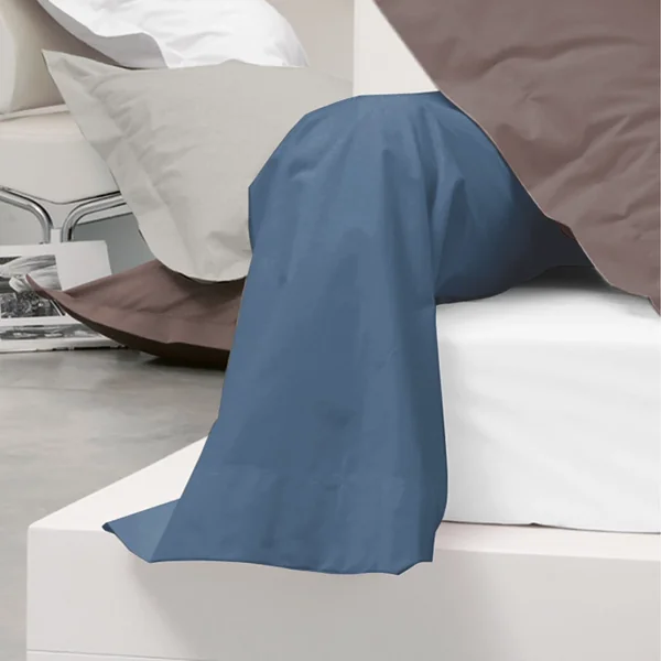 Taie de traversin uni 140x43 cm 100% coton ALTO bleu Jean