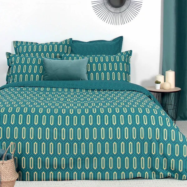 Taie d'oreiller 50x70 cm percale de coton PAST Bleu Canard