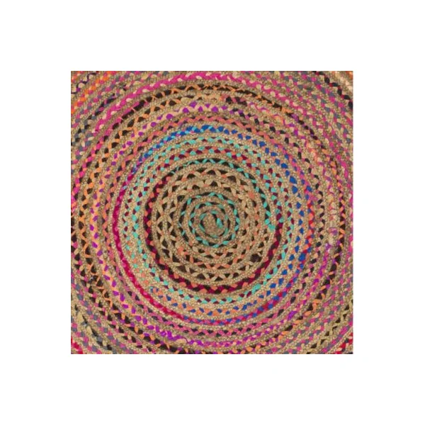 Tapis rond en jute et tissu multicouleur ø120 cm
