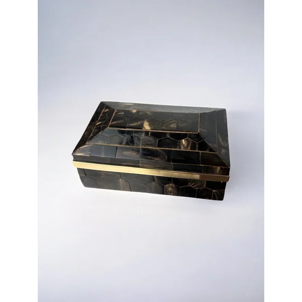 Tessellated Faux Tortoiseshell & Brass Box, Italy, 1970s