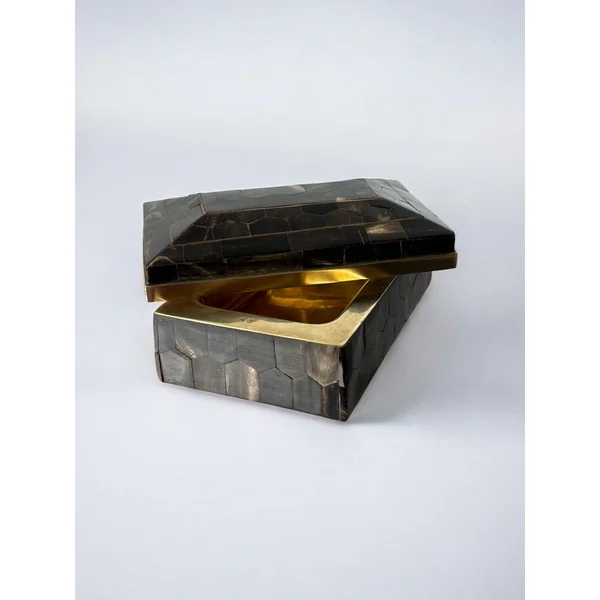 Tessellated Faux Tortoiseshell & Brass Box, Italy, 1970s