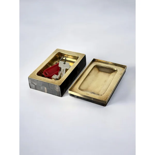 Tessellated Faux Tortoiseshell & Brass Box, Italy, 1970s