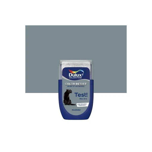 Testeur de peinture Color Resist murs et boiseries Dulux Valentine mat bleu gris 30ml