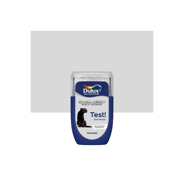 Testeur de peinture Color Resist murs et boiseries Dulux Valentine mat gris tendre 30ml
