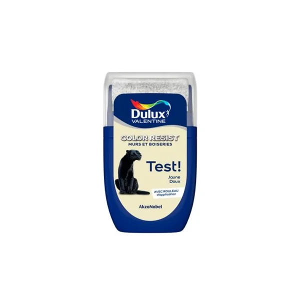 Testeur de peinture Color Resist murs et boiseries Dulux Valentine mat jaune doux 30ml