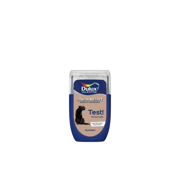 Testeur de peinture Color Resist murs et boiseries Dulux Valentine mat parfait café 30ml