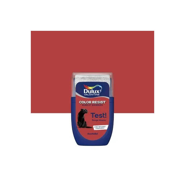 Testeur de peinture Color Resist murs et boiseries Dulux Valentine mat rouge absolu 30ml