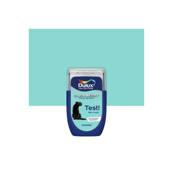 Testeur de peinture Color Resist salle de bains Dulux Valentine satin bleu lagon 30ml