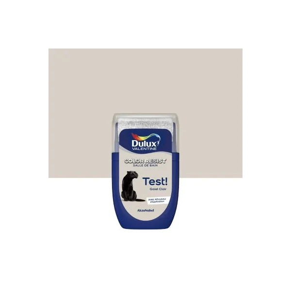 Testeur de peinture Color Resist salle de bains Dulux Valentine satin galet clair 30ml