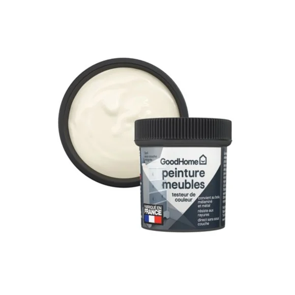 Testeur de peinture pour meubles bois, mélaminé et métal GoodHome mat crème Toronto 80ml