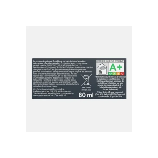 Testeur de peinture pour meubles bois, mélaminé et métal GoodHome mat gris Vence 80ml