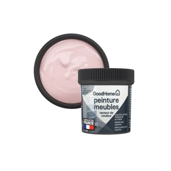 Testeur de peinture pour meubles bois, mélaminé et métal GoodHome mat rose Sakai 80ml